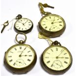 A COLLECTION OF SILVER POCKET WATCHES All open face type, to include a 53.4mm, English Lever