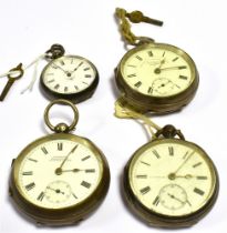 A COLLECTION OF SILVER POCKET WATCHES All open face type, to include a 53.4mm, English Lever