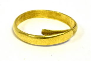 22CT PLAIN GOLD BAND 3.5mm wide, plain wrap around style band, with Asian hallmarks and tested as