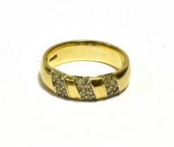 9CT GOLD & DIAMOND DRESS RING Grain set, with approx 0.25 carats single cut diamonds, of good