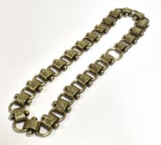 VICTORIAN SILVER COLLAR 46cm long x 17.7mm wide, chased and engraved book chain links, finished with