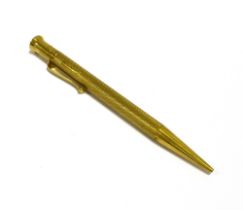 9CT GOLD PROPELLING PENCIL 12.3cm long x 8.0mm wide, stamped The Mascot Reg.d, hallmarked 375