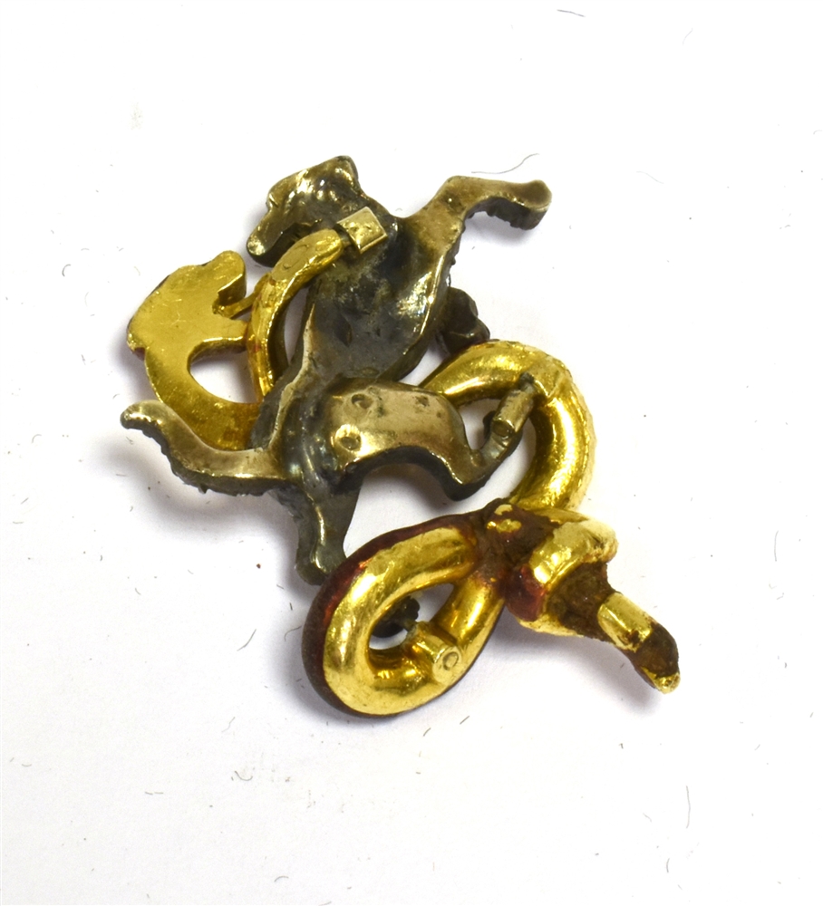 18CT GOLD, SILVER & DIAMOND BROOCH 3.0cm long x 2.2cm wide, gold enamel serpent and silver - Image 3 of 3
