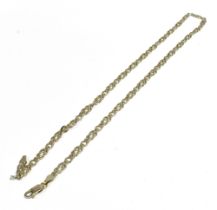 9CT WHITE GOLD CHAIN NECKLACE 50cm long x 5.0mm wide fancy link chain with parrot clasp, stamped