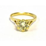 18CT GOLD DIAMOND SOLITAIRE RING Tiffany style six claw set diamond, estimated in the setting as 1.