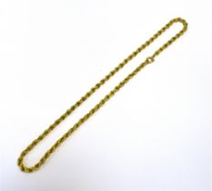 9CT GOLD CHAIN NECKLACE 38cm long x 3.7-4.1mm slightly graduated, rope link chain with bolt ring