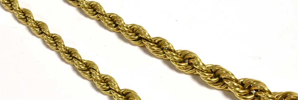 9CT GOLD CHAIN NECKLACE 40cm long x 4.7-9.6mm graduated, rope link chain, with bolt ring clasp. - Image 2 of 2