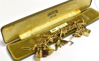 VINTAGE 9CT GOLD CHARM BRACELET 16cm long x 6.6mm wide, oval curb link bracelet, links
