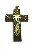 VICTORIAN PIETRA DURA LATIN CROSS 9.5cm long (including bale) x 5.2cm wide, bale tests as 9ct
