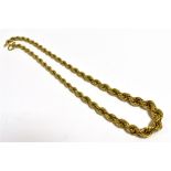 9CT GOLD CHAIN NECKLACE 40cm long x 4.7-9.6mm graduated, rope link chain, with bolt ring clasp.