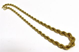 9CT GOLD CHAIN NECKLACE 40cm long x 4.7-9.6mm graduated, rope link chain, with bolt ring clasp.