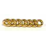 ANTIQUE 9CT GOLD CURB LINK BAR BROOCH 4.0cm long x 7.8mm wide, yellow gold curb link bar, with C