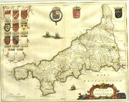 [MAP]. CORNWALL Blaeu, Joan (Dutch, 1596-1673), 'Cornubia sive Cornwallia', engraved county map,