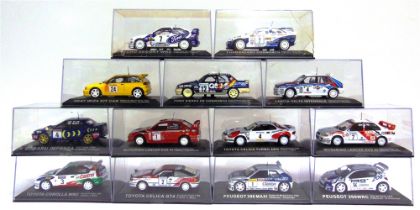 THIRTEEN 1/43 SCALE PART-WORK DIECAST MODEL RALLY CARS based on entrants from the 1990s, each mint