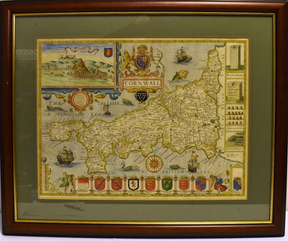 [MAP]. CORNWALL Speed, John (English, 1552-1629) & Hondius, Jodocus (Flemish 1563-1612), 'Cornwall', - Image 2 of 3