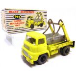 A DINKY NO.966, MARRELL MULTI-BUCKET UNIT pale yellow, with a grey skip and black plastic hubs, near