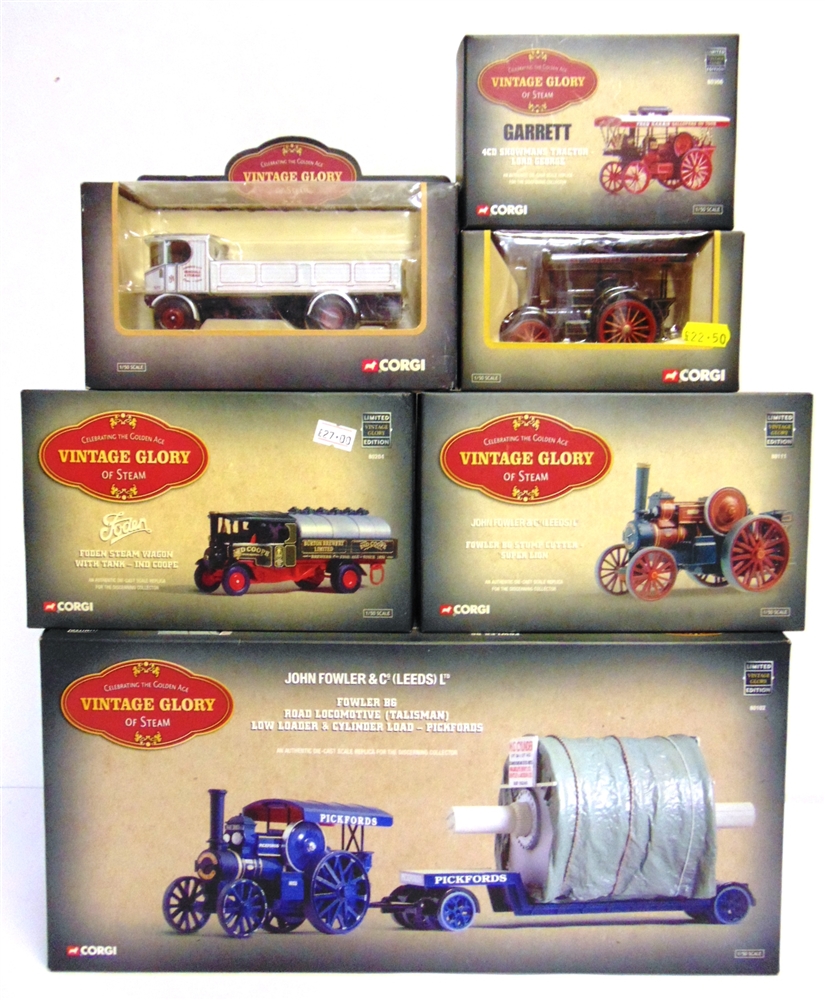 SIX CORGI 'VINTAGE GLORY' DIECAST MODEL VEHICLES comprising a No.80102, Fowler B6 Road Locomotive,