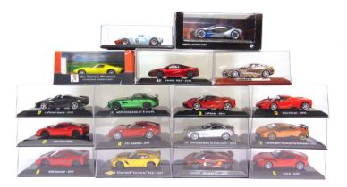 SEVENTEEN ASSORTED 1/43 SCALE DIECAST MODEL CARS mainly high performance sports cars, each mint or