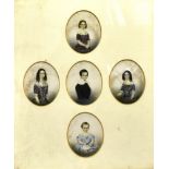 A 19TH CENTURY FAMILY GROUP OF PORTRAIT MINIATURES watercolour on paper, identified verso on a later