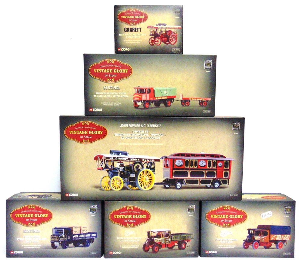 SIX CORGI 'VINTAGE GLORY' DIECAST MODEL VEHICLES comprising a No.80110, Fowler B6 Showman's