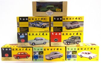 EIGHT 1/43 SCALE DIECAST MODEL VEHICLES by Vanguards (7), and Corgi (1), each mint or near mint