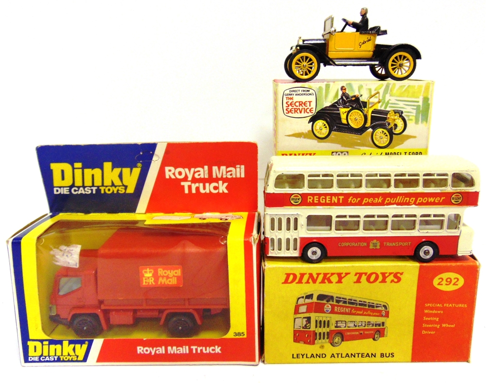 THREE DINKY DIECAST MODEL VEHICLES comprising a No.109, Gabriel Model T Ford, black and yellow, very