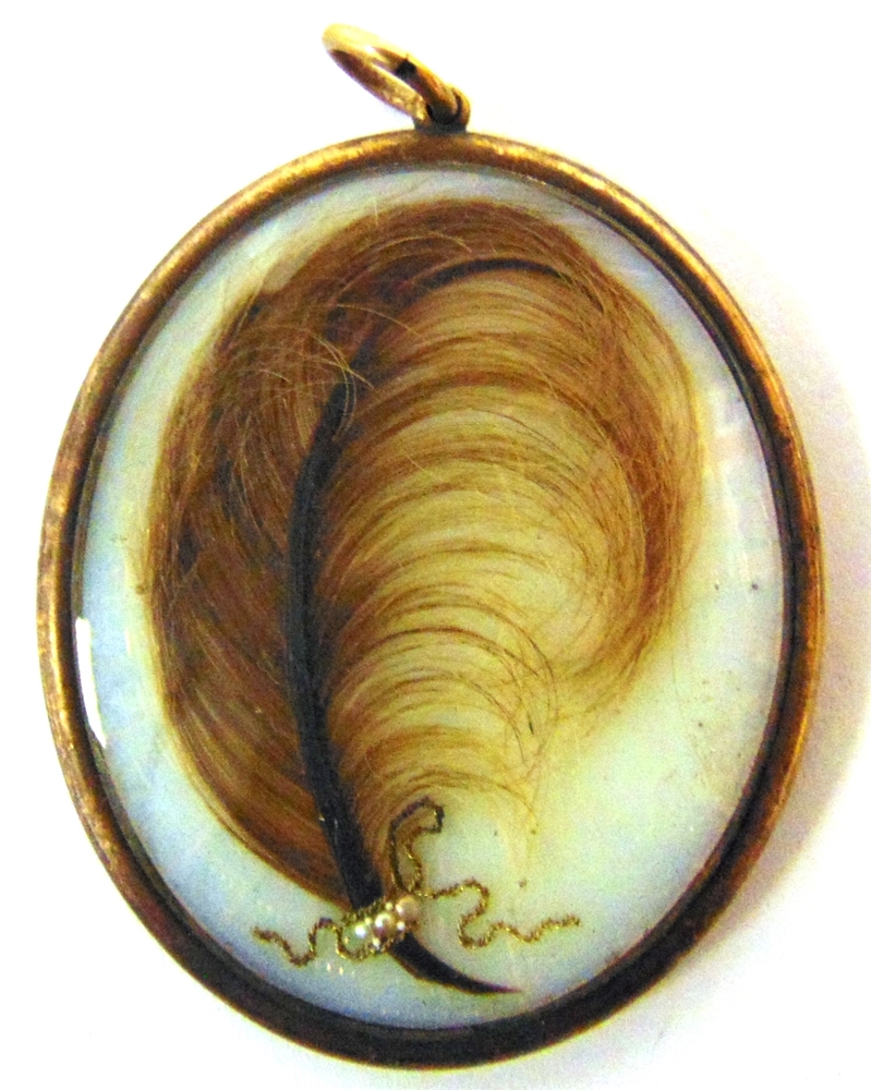 A REGENCY GILT METAL MOURNING LOCKET one side with a monogram and dated 'April 1814', the other side - Image 2 of 6