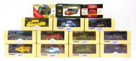 FOURTEEN 1/43 SCALE CORGI CLASSICS DIECAST MODEL VEHICLES comprising a No.07402, Land Rover 'Eddie