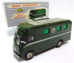 A DINKY NO.967, B.B.C. T.V. MOBILE CONTROL ROOM dark green with a grey stripe and grey ridged