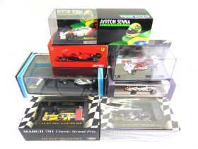 SEVEN ASSORTED 1/43 SCALE DIECAST & OTHER MODEL FORMULA 1 RACING CARS by Sun Star (2), Spark (2),
