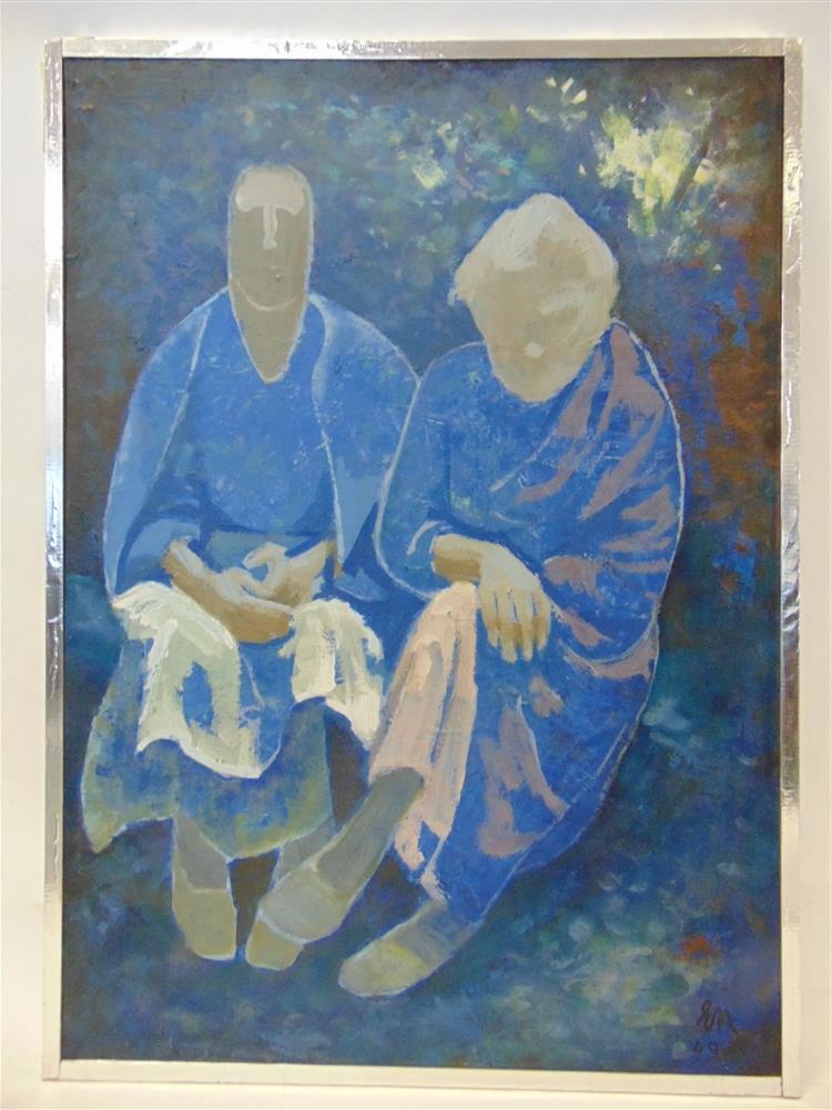 ERNEST NEUSCHUL (CZECH, 1895-1968) 'Alte Frauen' II - Old women, 1949, oil on board, signed 'EN' and