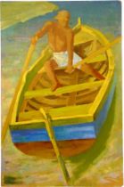 ERNEST NEUSCHUL (CZECH, 1895-1968) Man in a rowing boat, undated, oil on board, signed 'Ernest