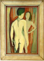 ERNEST NEUSCHUL (CZECH, 1895-1968) '2 Nudes', 1956, oil on canvas, signed 'Norland' lower right,