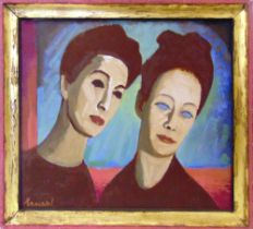 ERNEST NEUSCHUL (CZECH, 1895-1968) Two heads, undated, oil on board, signed 'Ernest' lower left,