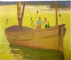 ERNEST NEUSCHUL (CZECH, 1895-1968) Fishing boat with two figures, undated [circa late 1940s /