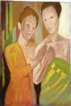 ERNEST NEUSCHUL (CZECH, 1895-1968) Two figures, undated [circa late 1950s], oil on board,