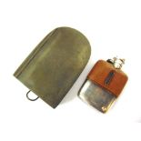 A JAMES DIXON & SON SMALL GLASS HIP FLASK Sheffield, with screw top, half pigskin upper, and