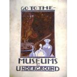 AN ORIGINIAL POSTER DESIGN 'GO TO THE MUSEUMS BY UNDERGROUND' gouache, indistinctly signed to