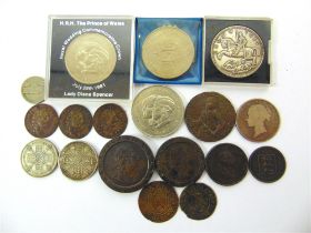 ASSORTED COINS comprising a George III (1760-1820) 'cartwheel' twopence, 1797 and 'cartwheel' penny,