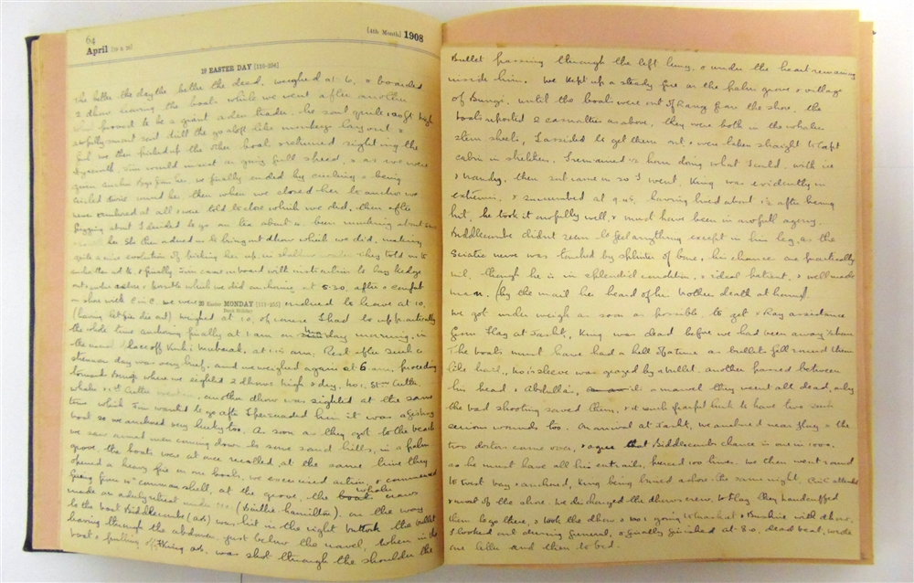 A LETT'S INDIAN AND COLONIAL DIARY AND ALMANACK FOR 1908 with entries covering the period 2