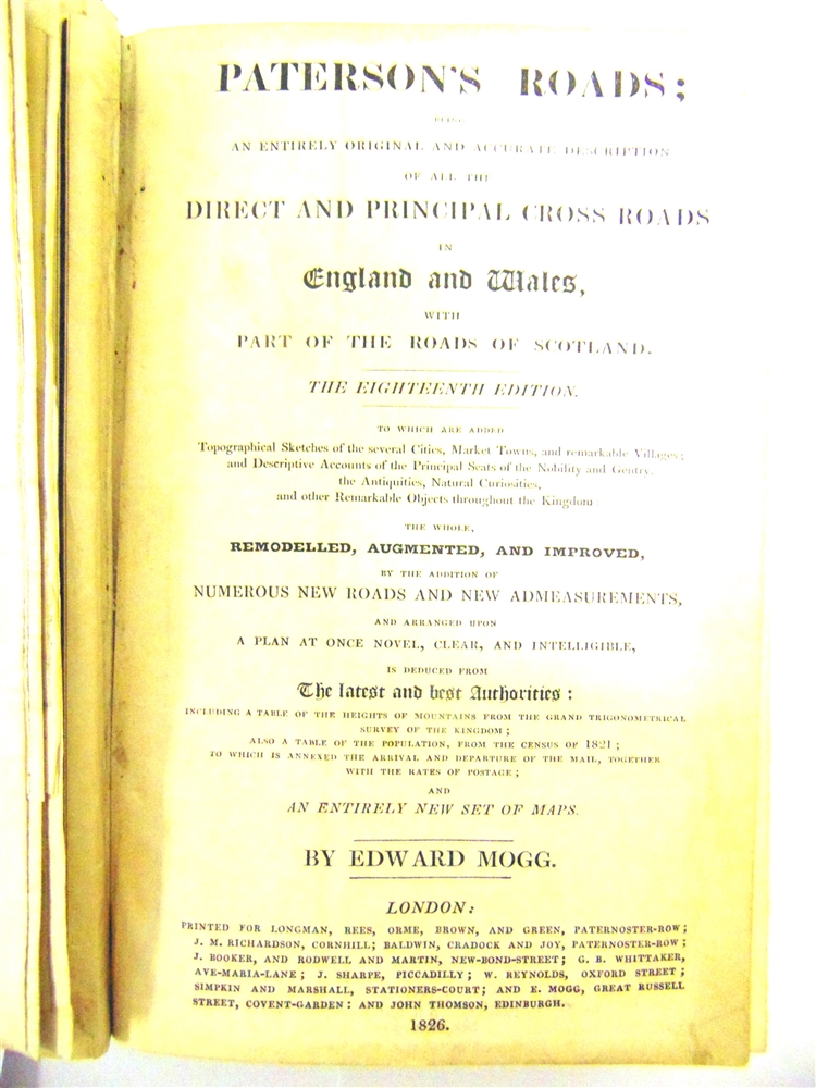 [TOPOGRAPHY]. BRITISH TRAVEL Mogg, Edward. Paterson's Roads; being an entirely original and accurate - Bild 2 aus 3