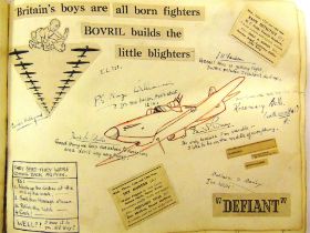 A SECOND WORLD WAR ALBUM compiled by Wren M.R. Bell, comprising ephemera, sketches, autographs,
