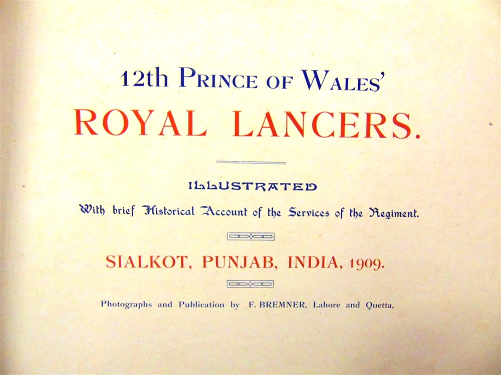 [MILITARY] 12th Prince of Wales' Royal Lancers, Illustrated with brief Historical Account of the