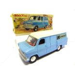 A DINKY NO.407, FORD TRANSIT VAN 'KENWOOD' pale blue with a white roof, very good condition,