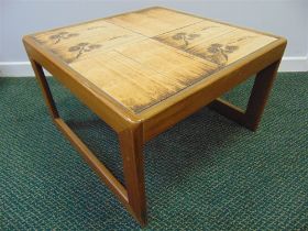 A KEITH EATWELL TILE TOP TEAK OCCASIONAL TABLE circa 1960s-70s, 40cm high, the top 65cm x 65cm.