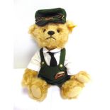 A STEIFF COLLECTOR'S TEDDY BEAR 'BILL', THE FLYING SCOTSMAN (EAN 664694), gold, dressed as a