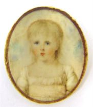 A PORTRAIT MINIATURE OF A YOUNG GIRL early 19th century, watercolour, unsigned, 4cm x 3.25cm (oval),