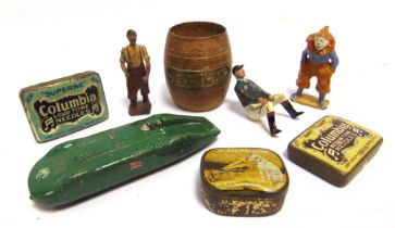 ASSORTED COLLECTABLES comprising a Dinky No.23p, M.G. Record Car, green, fair to playworn condition;