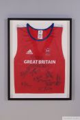Great Britain Beijing 2008 signed red singlet,