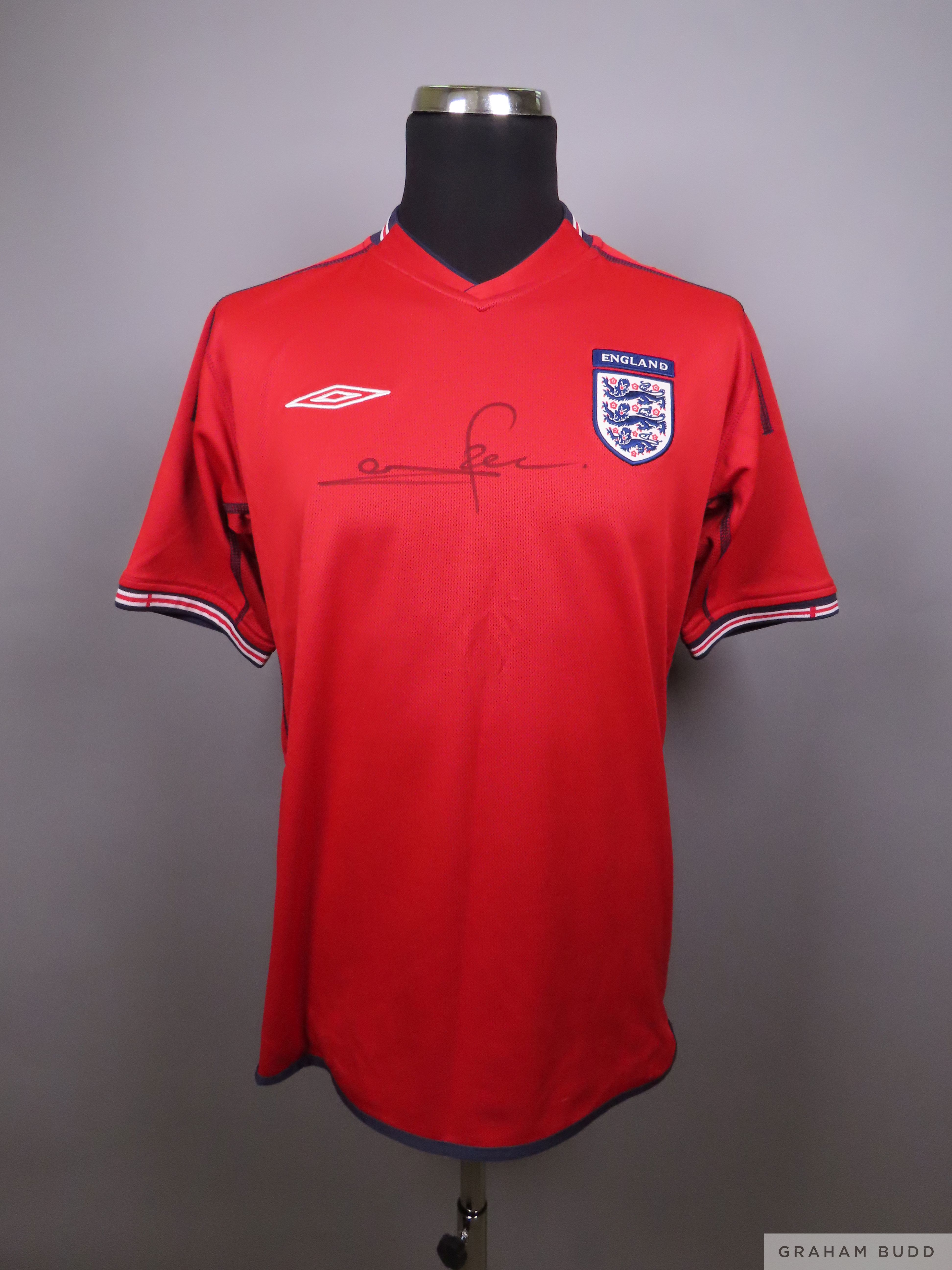 Stuart Pearce signed red England replica shirt,